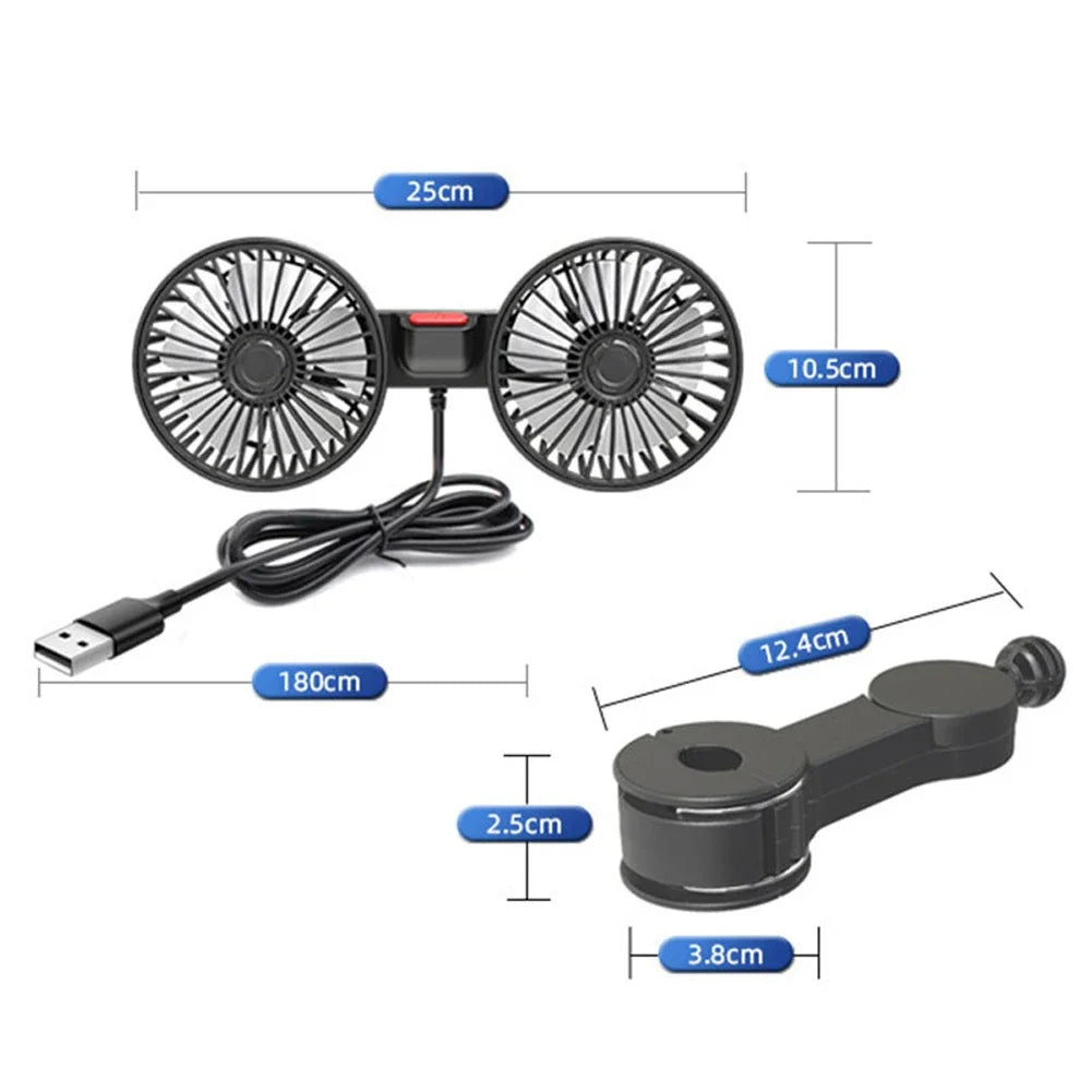 Dual-Head Fan for Car Seats
