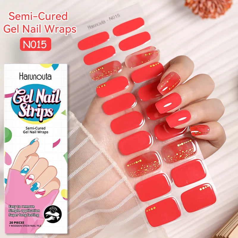 20 Tips Glitter Lines Semi-Cured Gel Nail Sticker