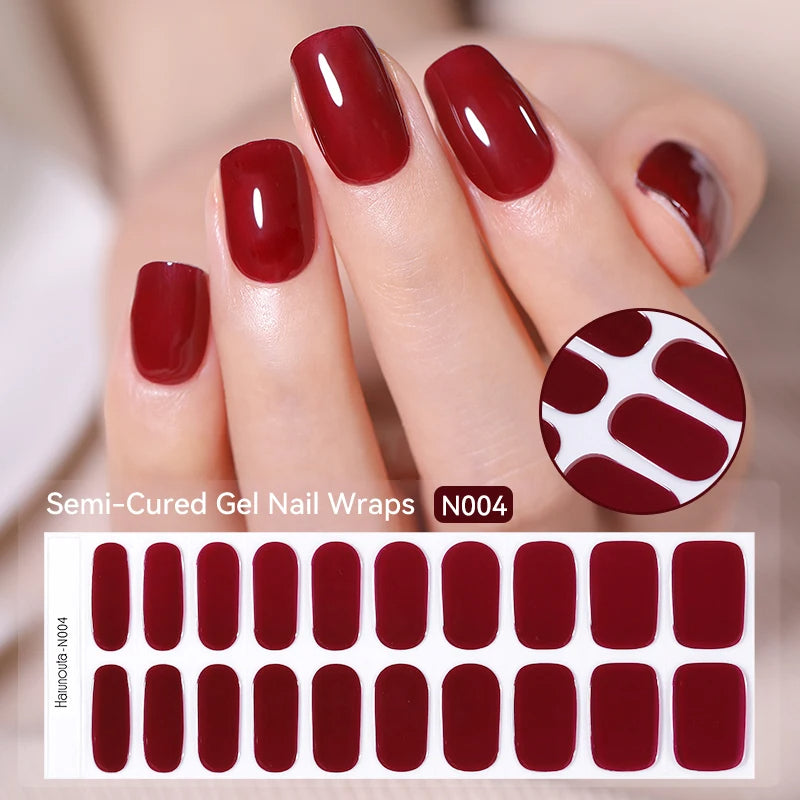 20 Tips Gradient French Semi-Cured Gel Nail Sticker