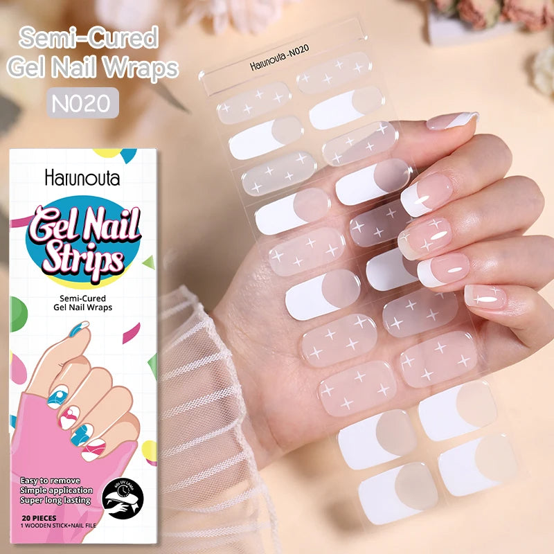 20 Tips Glitter Lines Semi-Cured Gel Nail Sticker