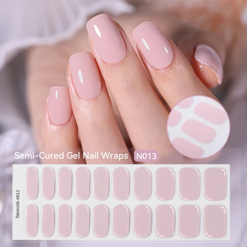 20 Tips Gradient French Semi-Cured Gel Nail Sticker