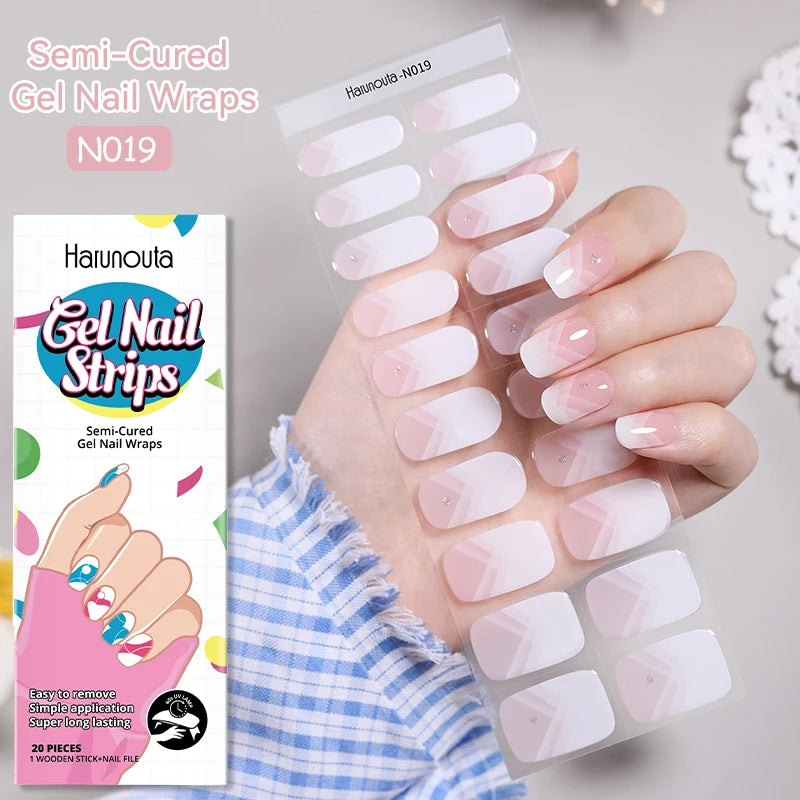 20 Tips Glitter Lines Semi-Cured Gel Nail Sticker