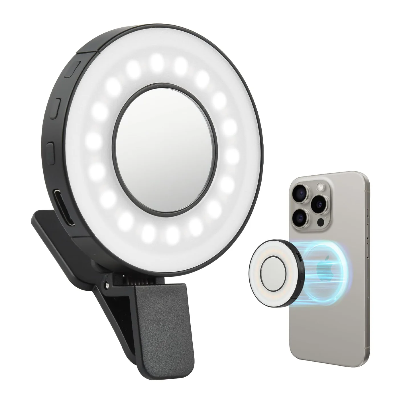 VLOGLITE W36 Mini LED Cell Phone Fill Light With Makeup Mirror Magnetic Selfie Ring Light
