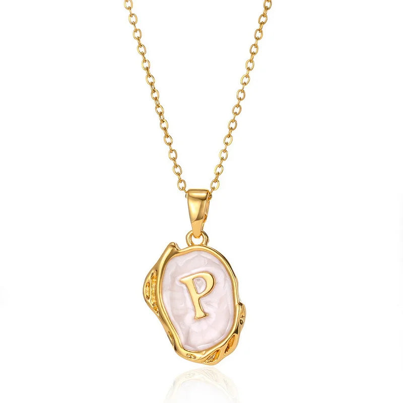 A-Z Alphabet Gold Plated Stainless Steel Pendant Necklace