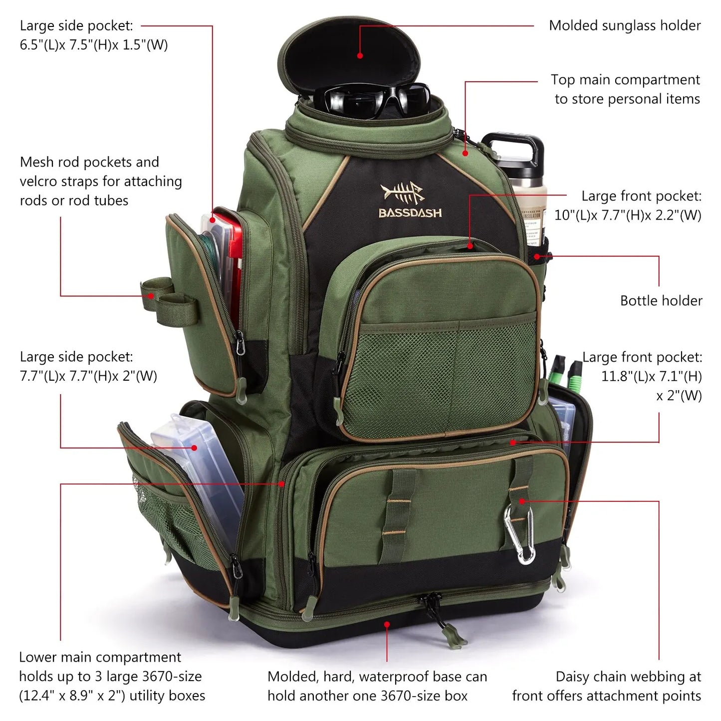 Bassdash Fishing Tackle Backpack