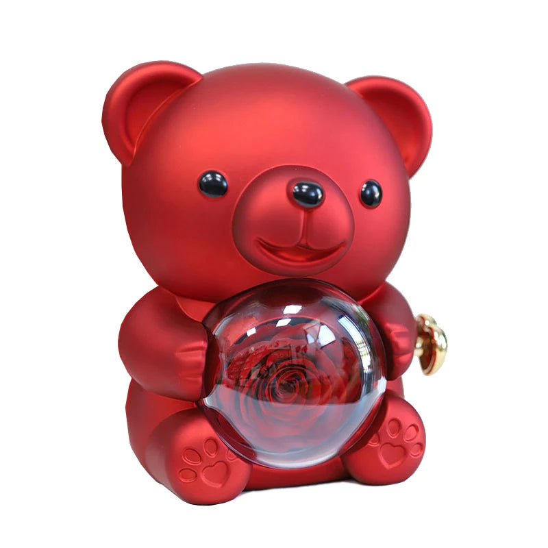 Eternal Rose Teddy Bear with Necklace