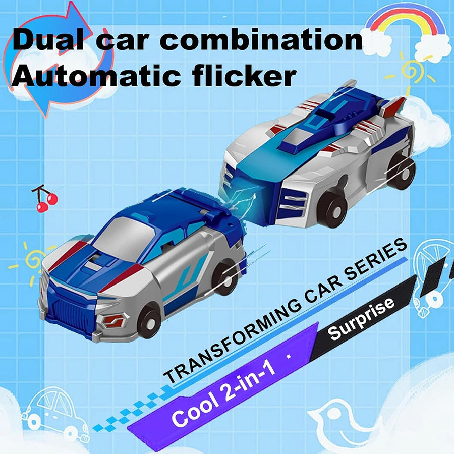Collision Transforming Dinosaur Car Toy, 2-in-1 Magnetic Dinosaur Transformer