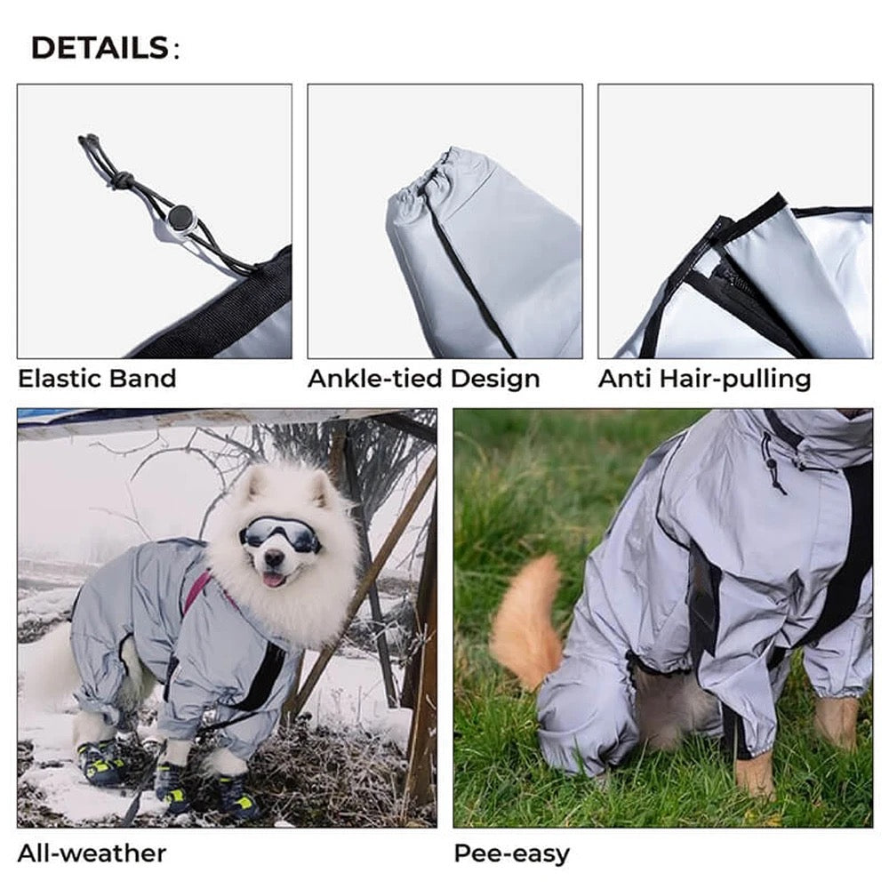 Waterproof Reflective Dog Raincoat Jumpsuit