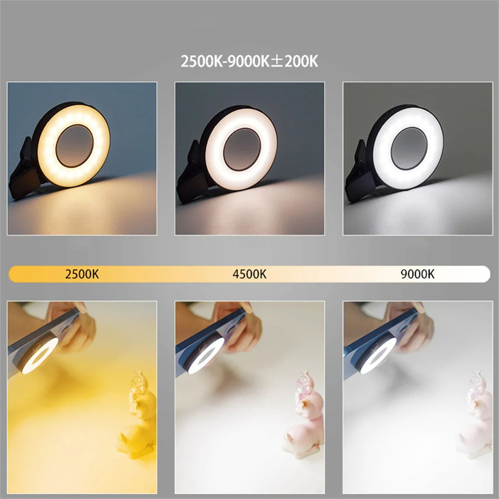 VLOGLITE W36 Mini LED Cell Phone Fill Light With Makeup Mirror Magnetic Selfie Ring Light