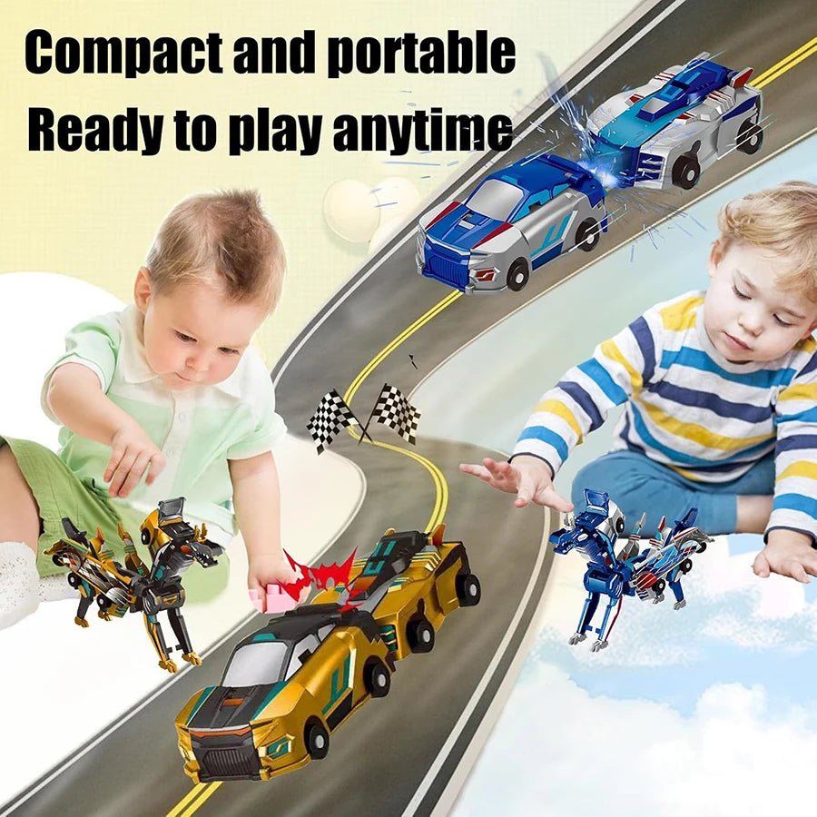 Collision Transforming Dinosaur Car Toy, 2-in-1 Magnetic Dinosaur Transformer