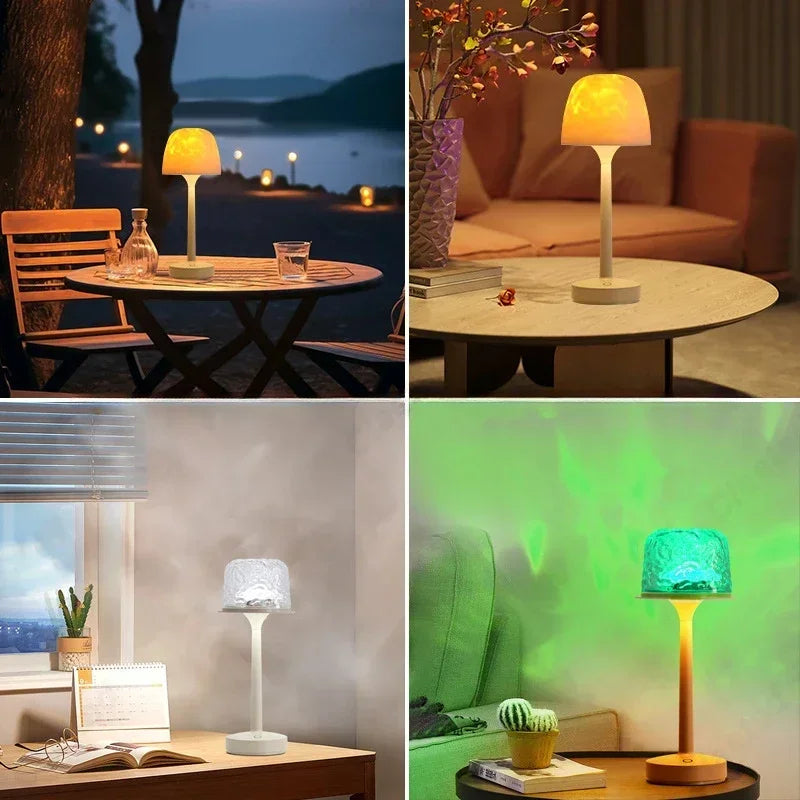 Mushroom Table Lamp with Water Ripple Projection