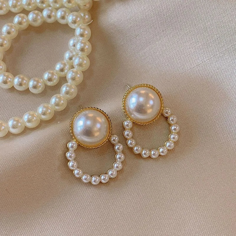 Jewelry CC Style Pearl Vintage Earrings