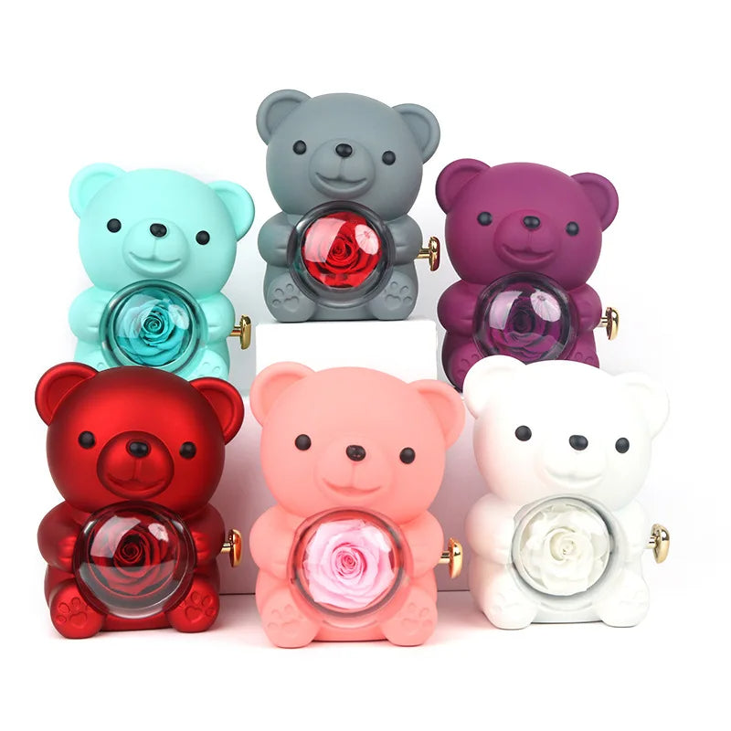 Eternal Rose Teddy Bear with Necklace