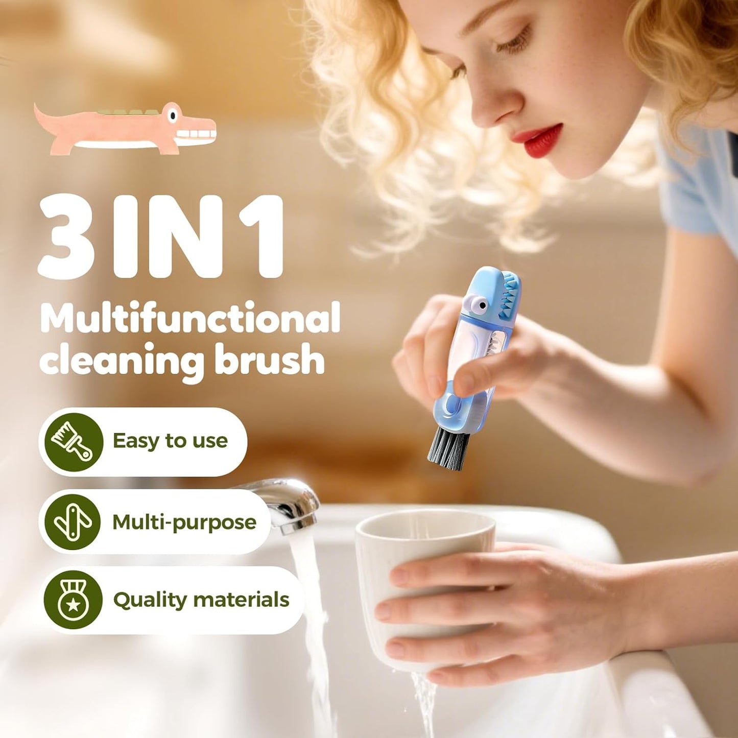 CleanEase™ 3-in-1 Cup Lid Brush