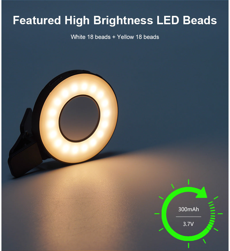 VLOGLITE W36 Mini LED Cell Phone Fill Light With Makeup Mirror Magnetic Selfie Ring Light