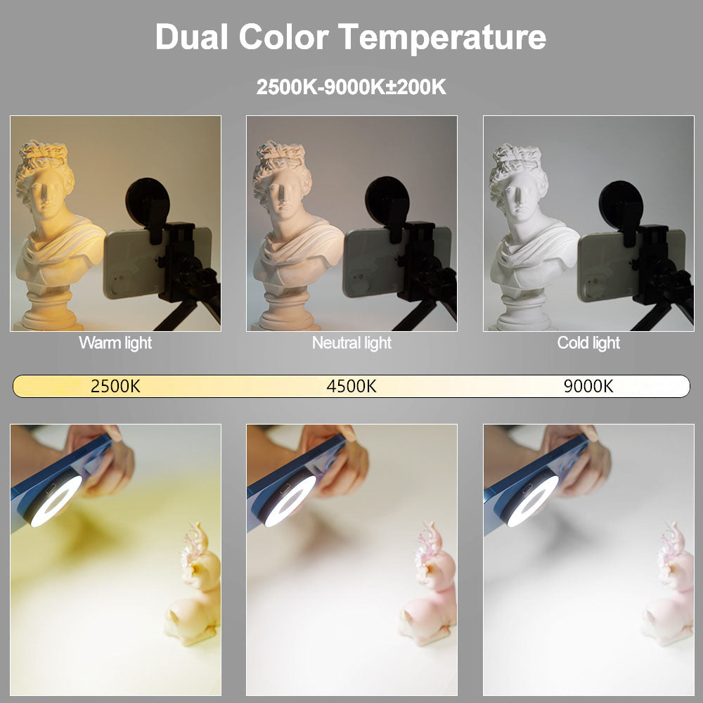 VLOGLITE W36 Mini LED Cell Phone Fill Light With Makeup Mirror Magnetic Selfie Ring Light