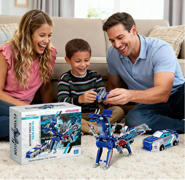 Collision Transforming Dinosaur Car Toy, 2-in-1 Magnetic Dinosaur Transformer