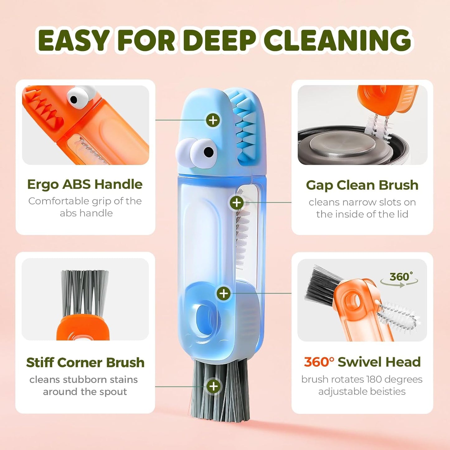 CleanEase™ 3-in-1 Cup Lid Brush